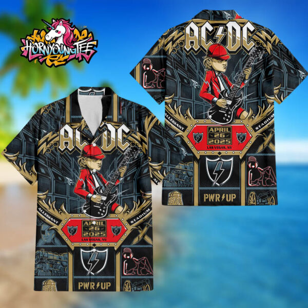 ACDC Pwr Up Tour 2025 Live Show At Allegiant Stadium In Las Vegas NV On April 26 2025 Exclusive Poster For Show Regular Hawaiian Shirt
