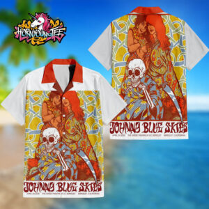 Johnny Blue Skies Show Who The Fuck Is Johnny Blue Skies Tour 2025 Held At The Greek Theatre In Berkeley California On April 24 2025 Limited Edition Art Work For Show Regular Hawaiian Shirt