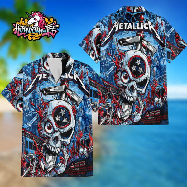 Metallica M72 North American Tour 2025 Exclusive M72 Nashville Pop Up Shop Concert At Nissan Stadium In Nashville Tennessee On May 1 2025 Regular Hawaiian Shirt