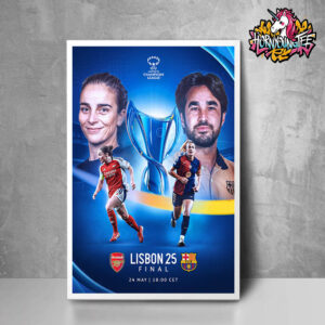 UEFA Women Champion League 2025 Lisbon 25 Final Arsenal Fight Barcelona On May 24 2025 Poster Home Decor Canvas