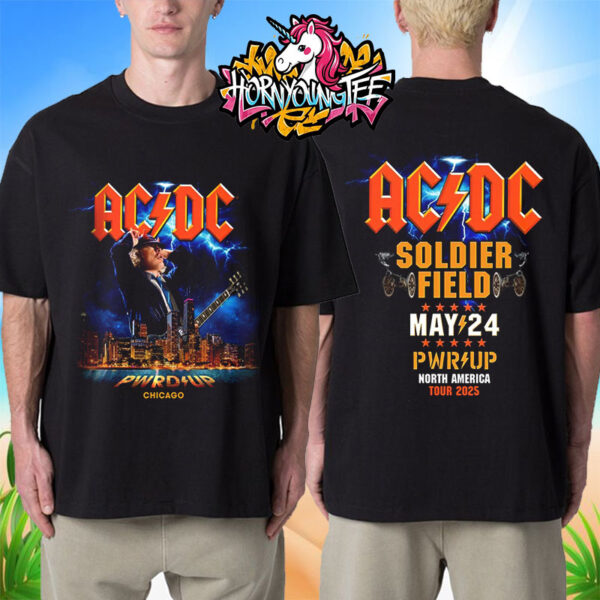 ACDC Chicago Pwr Up Tour 2025 Merchandise For Show At Soldier Field On May 24 2025 North America Tour Unisex T-Shirt Two Sides