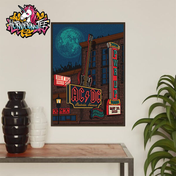 ACDC Poster For Pwr Up Tour 2025 Rock n Roll Legends Show At Nissan Stadium In Nashville Tennessee On May 2025 Poster Home Decor Canvas