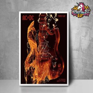 ACDC Pwr Up Tour 2025 Angus Guitar Exclusive Poster Merch For Show At Acrisure Stadium In Pittsburgh On May 8 2025 Poster Home Decor Canvas