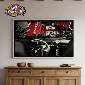 ACDC Pwr Up Tour 2025 New Exclusive Poster ACDC Detroit Red Foil Edition Show Concert At Ford Field In Detroit Michigan  On April 30 2025 Poster Home Decor Canvas Horizontal