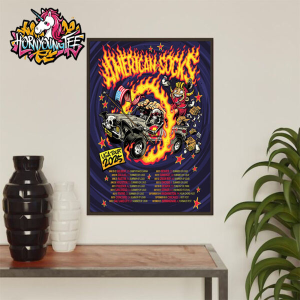 American Socks World Tour Poster Schedule Tour Dates USA Tour 2025 Merchandise Poster Home Decor Canvas