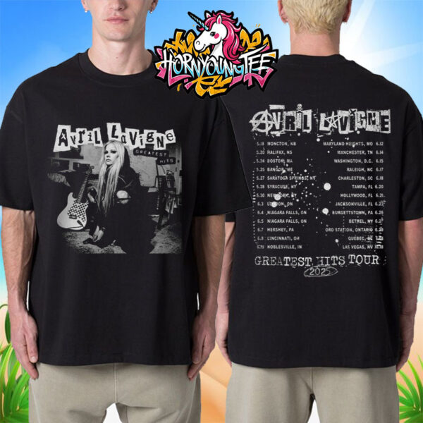 Avril Lavigne Greatest Hits Tour 2025 Datesback Unisex T-Shirt Two Sides