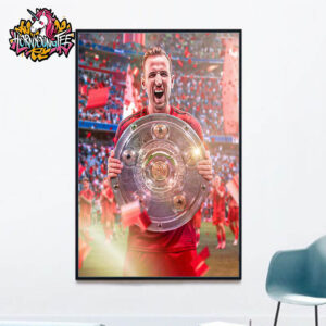 Bayern Munich FC The Champion Of Bundesliga Championship 2025 Harry Kane Wins The First Trophy In Career Poster Home Decor Canvas