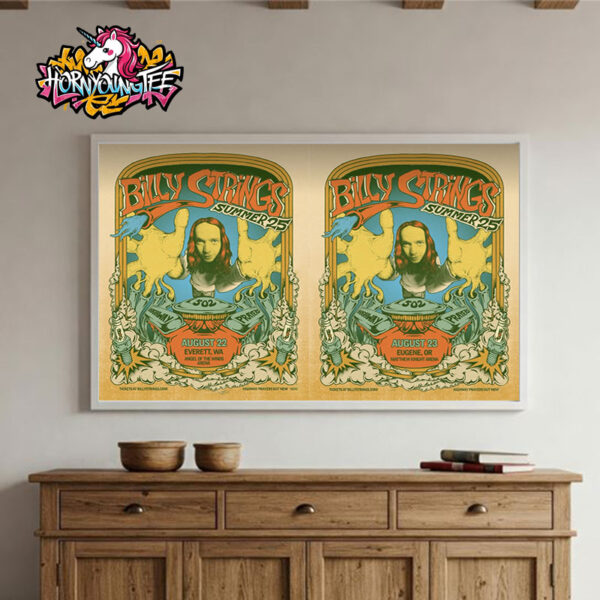 Billy Strings Summer 2025 Pacific Northwest Tour 2 Nights On August 22-23 2025 Poster Home Decor Canvas Horizontal