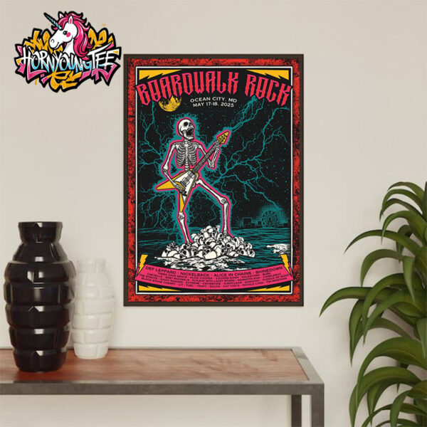 Boardwalk Rock Fest Line Up Poster Two Days In Ocean City MD On May 17-18 2025 Poster Home Decor Canvas