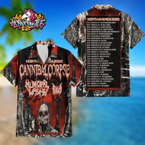 Cannibal Corpse North America Tour 2025 With Municipal Waste And Fulci Schedule Cities Dates List Regular Hawaiian Shirt