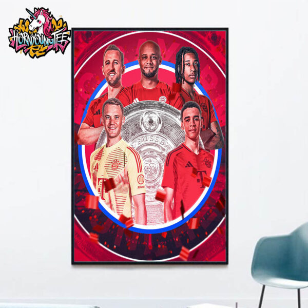 Celebrates Bayern Munich The New Champion Of Bundesliga Champions 2025 Poster Home Decor Canvas