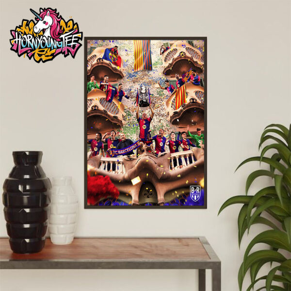 Celebrates FC Barcelona Wins La Liga 2025 Championship The King Of La Liga Poster Home Decor Canvas