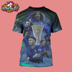 Celebrates Poster Chelsea FC Champions 2024-25 UEFA Conference League The First European Team Win All The International Trophies All Over Print Shirt