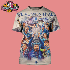 Celebrates Poster Chelsea FC Winners Champions 2024-25 UEFA Conference League All Legend Lifted The Trophy All Over Print Shirt