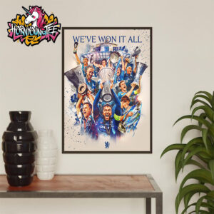 Celebrates Poster Chelsea FC Winners Champions 2024-25 UEFA Conference League All Legend Lifted The Trophy Poster Home Decor Canvas