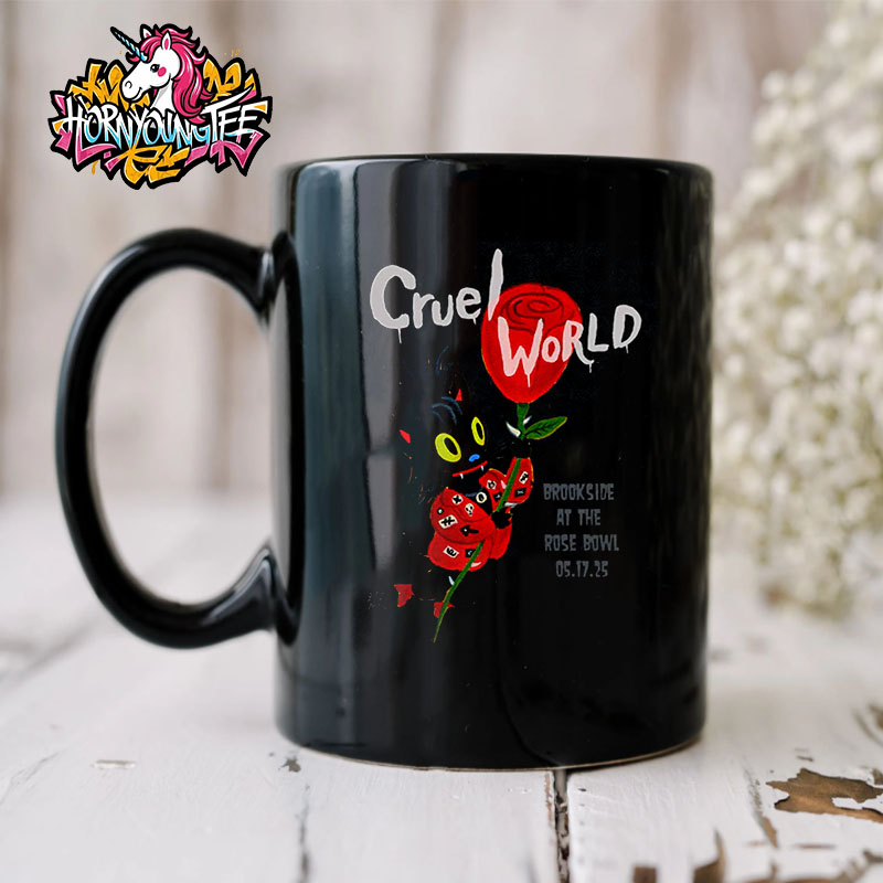 Cruel World Festival At Brookside At The Rose Bowl On May 17 2025 Gary Baseman x Cruel World Black Mug Cup Cruel World Festival At Brookside At The Rose Bowl On May 17 2025 Gary Baseman x Cruel World Black Mug Cup