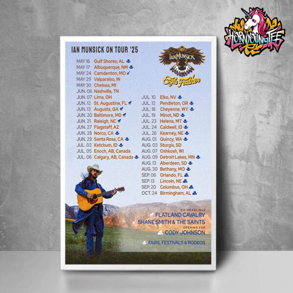Ian Munsick On Tour 2025 Summer Tour 2025 Eagle Feather Schedule Cities Tour Dates Poster Home Decor Canvas