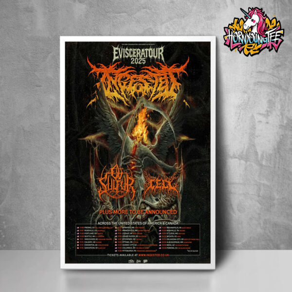 Ingested Band Eviscera Tour 2025 With Cell And Ov Sulfur Across USA And Canada Schedule Tour Dates Poster Home Decor Canvas
