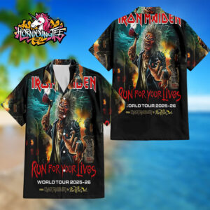 Iron Maiden World Tour 2025-26 Run For Your Lives Poster For Tour From Iron Maiden To Fear Of The Dark Regular Hawaiian Shirt