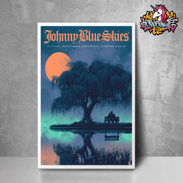 Johnny Blue Skies Event Poster For Show Tonight At Meadow Brook Amphitheatre In Rochester Hills Michigan On May 10 2025 Poster Home Decor Canvas