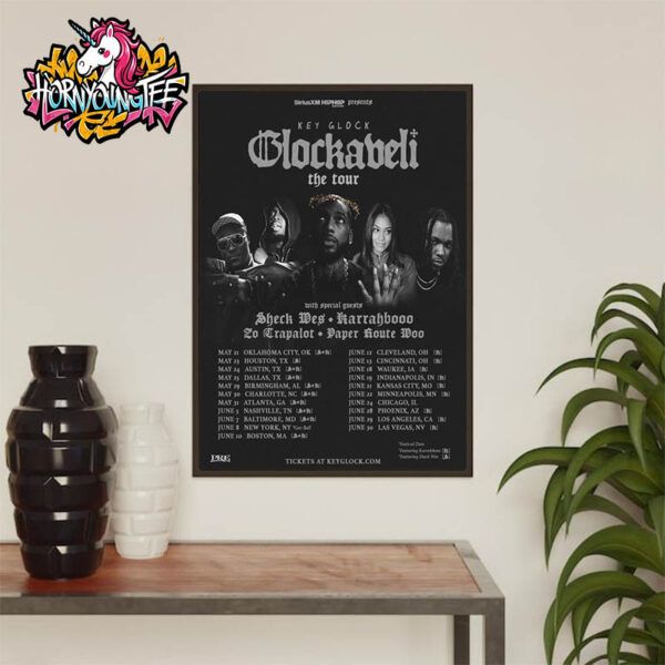 Key Glock Glockaveli The Tour 2025 New Official Poster Tour Schedule Cities Tour Dates Poster Home Decor Canvas