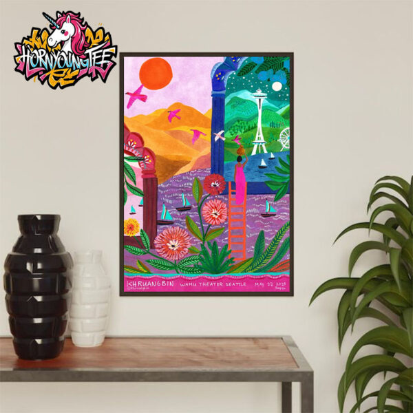 Khruangbin Venue Poster Show At Wamu Theater Seattle On May 27 2025 Poster Home Decor Canvas