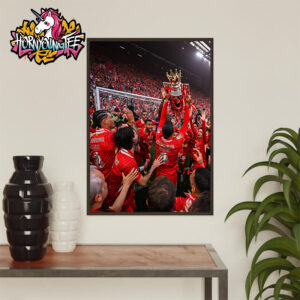 Liverpool FC The Champions Lifting Premier League Trophy 2024-25 Poster Home Decor Canvas