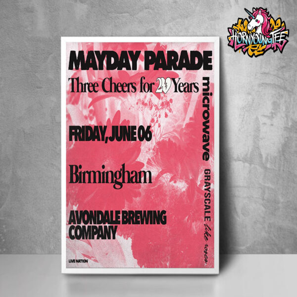 Mayday Parade Microwave Grayscale Like Roses Show Three Cheers For 20 Years Held At May 7 2025 At The Regency Ballroom In San Francisco CA Poster Home Decor Canvas