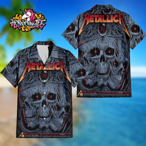 Metallica M72 North American Tour 2025 Exclusive M72 Sonic Temple Pop Up Shop Event Poster For Show At Columbus Crew Stadium In Columbus OH Regular Hawaiian Shirt