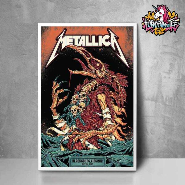 Metallica M72 World Tour 2025 Merchandise Exclusive Poster For M72 Virginia Tech Pop Up Shop Show At Kent Square In Blacksburg Virginia On May 7 2025 Poster Home Decor Canvas