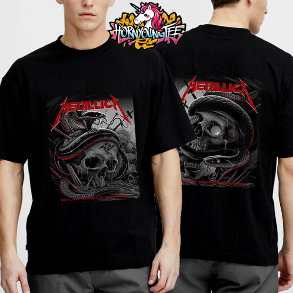 Metallica M72 World Tour 2025 Official Nashville Poster Match Up Together Show At Nissan Stadium In Nashville On May 1 2025 Unisex T-Shirt Two Sides