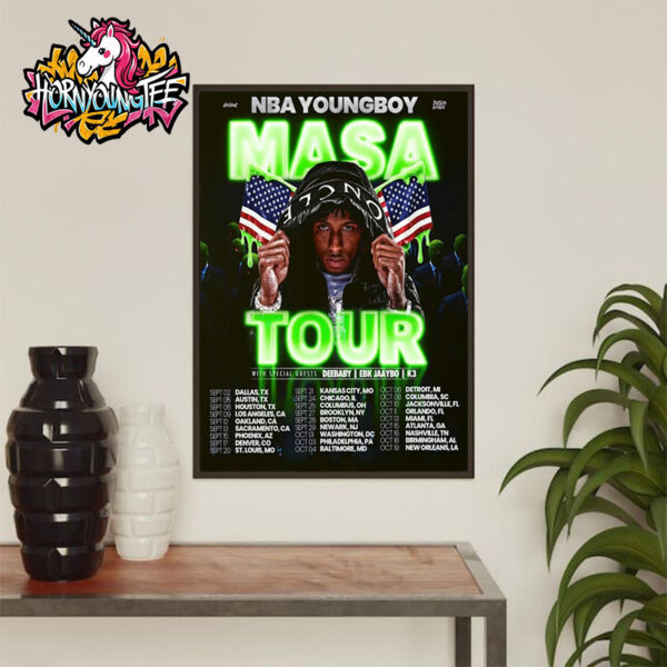 NBA Youngboy MASA Tour 2025 With Deebaby And EBK Jaaybo And K3 Poster For Tour Schedule Cities Tour Dates Poster Home Decor Canvas