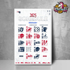 NFL 2025 New England Patriots Official Poster Schedule 2025 Poster Home Decor Canvas