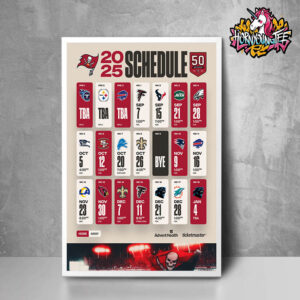 NFL 2025 Tampa Bay Buccaneers Official Poster 2025 Schedule Poster Home Decor Canvas