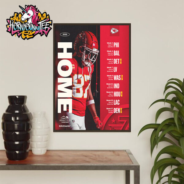 NFL Kansas City Chiefs 2025 Home Schedule Matchs Poster Home Decor Canvas