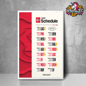NFL Kansas City Chiefs Official Poster Schedule 2025 Poster Home Decor Canvas