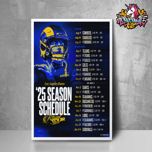 NFL Los Angeles Rams Royal Tour Official Poster 2025 Season Schedule Poster Home Decor Canvas
