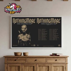 Nothing More Band Carnal Nature World Tour 2025 Official Poster For Show Schedule Cities Dates In Europe And UK Poster Home Decor Canvas Horizontal