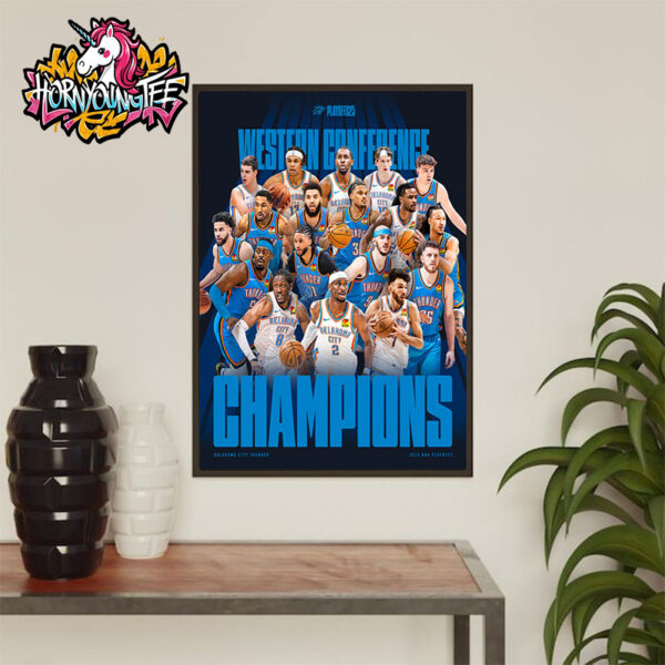 OKC Thunder Champions Western Conference 2025 NBA Playoffs Poster Home Decor Canvas