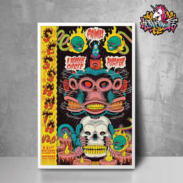 Primus Puscifer A Perfect Circle Sessanta V2.0 A 61st Birthday Celebration Show At MIDFLORIDA Credit Union Amphitheatre In Tampa FL On May 8 2025 Poster Home Decor Canvas