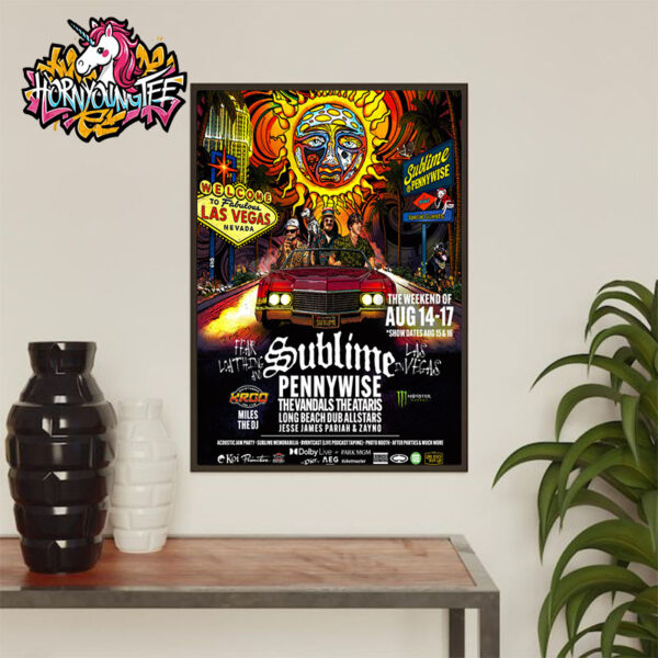 Sublime Poster 3 Nights Las Vegas Nevada The Weekend Of August 14-17 2025 Concert Fear Loathing And Sublime At Dolby Live Indoor Amphitheater Poster Home Decor Canvas