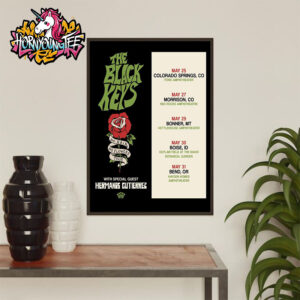 The Black Keys Poster Venue No Rain No Flowers Tour 2025 Schedule Cities Tour Dates Poster Home Decor Canvas