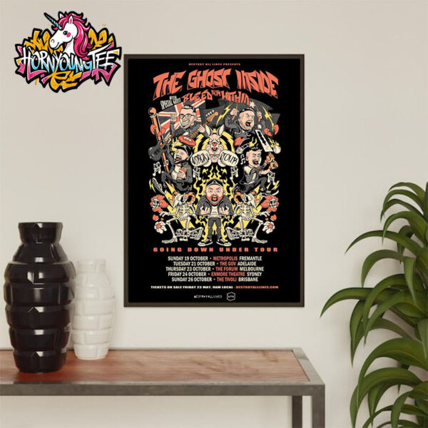 The Ghost Inside Band With Bleed From Within Going Down Under Tour 2025 Schedule Tour Dates Poster Home Decor Canvas