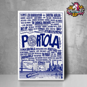The Prodigy Official In Portola Festival 2025 Line Up Poster Event Held On Two Days September 20 21 2025 At Pier 80  In San Francisco Poster Home Decor Canvas