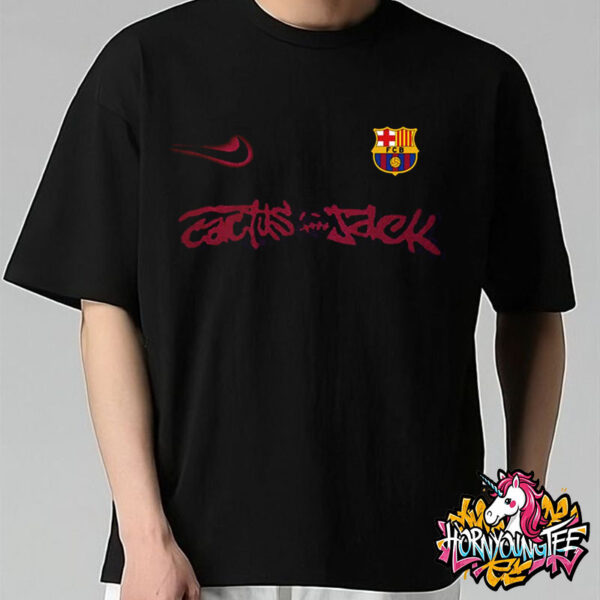 Travis Scott Cactus Jack Collab FC Barcelona Collab Nike Spray Logo 2025 Unisex T-Shirt