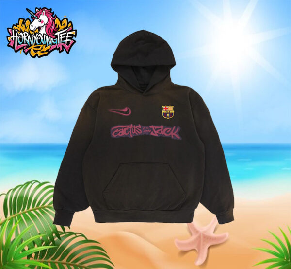 Travis Scott Cactus Jack x Barcelona FC x Nike Spray Logo Hoodie All Over Print Shirt