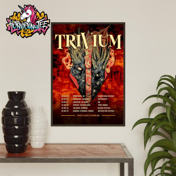 Trivium Band Tour 2025 Poster For Tour European Headlining Dates Schedule Tour Dates Poster Home Decor Canvas