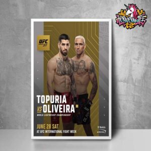 UFC 317 Topuria Fights Oliveira World Lightweight Championship 2025 On June 28 2025 At UFC International Fight Week Poster Home Decor Canvas