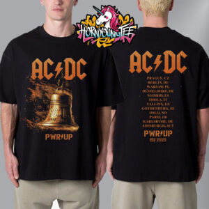 ACDC Merch Tee Hells Bells Lightning Pwr Up EU Tour 2025 Schedule Cities Tour Unisex T-Shirt Two Sides