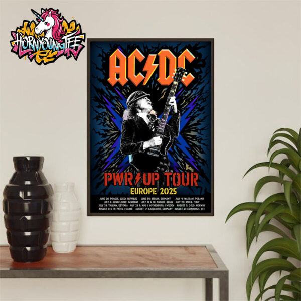 ACDC Pwr Up Tour Europe 2025 Poster Schedule Tour Dates Poster Home Decor Canvas